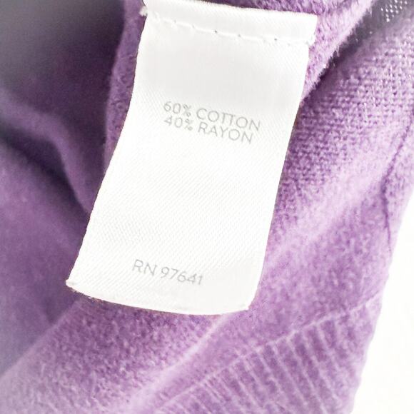 J. Jill Purple Button Down V-Neck Long Sleeve Cardigan Sweater Top Size XL - Picture 4 of 5